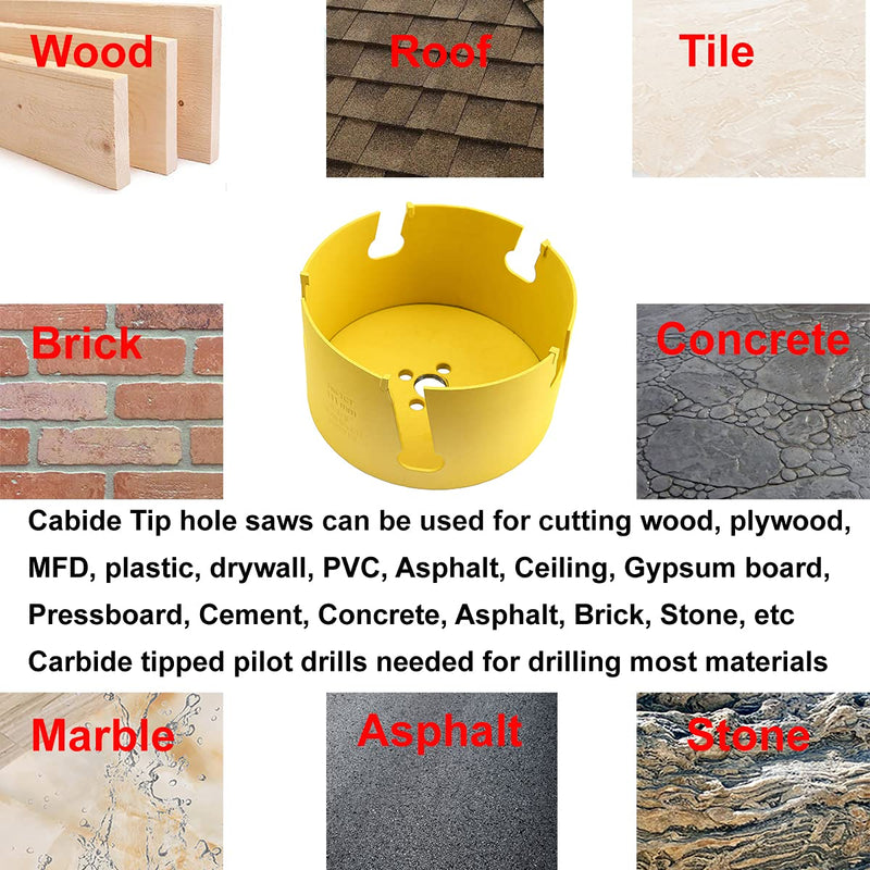 MaxTool 4-3/8" TCT Hole Saw 111mm Carbide Tip Holesaw 2.25" Deep with 5/8-18 Thread for Cut Asphalt Brick Concrete MDF Tough Material; CT00Y57R424