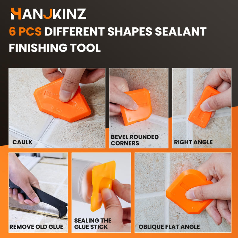 [Australia - AusPower] - 3 in 1 Silicone Caulking Tools?Stainless Steelhead), 12pack, Caulk Remover Tool Kit with Replace Silicone Padsgood Pads and Caulk Finishing Tools, Caulking Tool Kit for Kitchen, Bathroom 