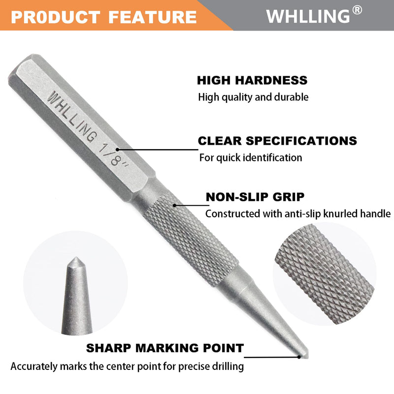 [Australia - AusPower] - 4-Piece Nail Setter Punch and Center Punch Set, Heat Treated Alloy Steel with Knurled Grip Most Commonly Used Sizes for Carpenters Woodworkers 