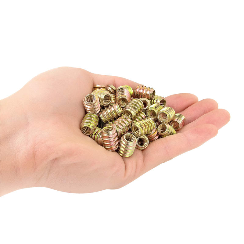 [Australia - AusPower] - 80 Pieces 1/4"-20 Flush Nut Inserts Wood Bolt Furniture Headless Screw in Nut Threaded Fastener Connector for Wood Furniture Assortment (1/4"-20 x 15mm-H) 1/4"-20 x 15mm-H 