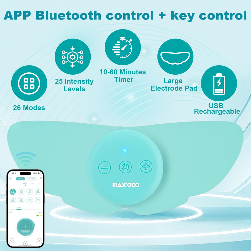 Wireless Tens Unit Muscle Stimulator for Pain Relief, 26 Mode 25 Intensity APP Controlled Bluetooth Wireless TENS & EMS Muscle Stimulator - Used to Relieve Pain in All Parts of the Body (Blue) Blue