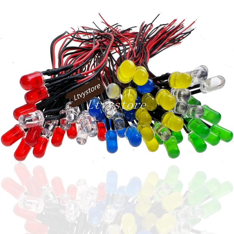 [Australia - AusPower] - 60Pcs 5MM 3Volt Prewired LED Diode 6 Colors LED Lamp Light Bulb Emitting Diodes + 60Pcs 5MM LED Clip Holder Panel Mount Black 5mm-6colors 