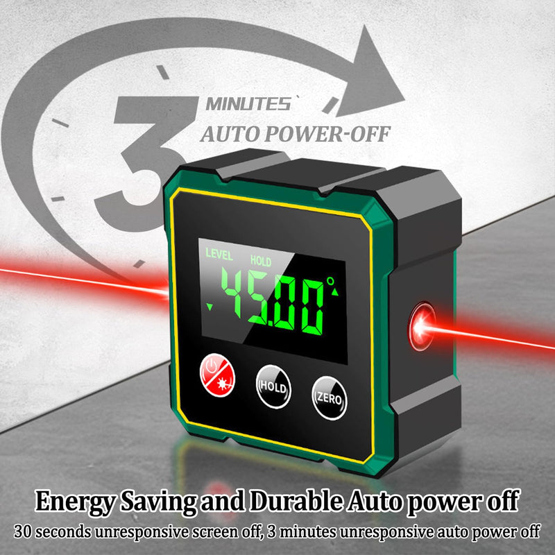 [Australia - AusPower] - Digital Protractor Inclinometer Laser Spirit Level with LCD Display, USB Rechargeable Digital Levelling Box Angle Finder, IP54 Magnetic Levelling Box Level Box for Woodworking A 