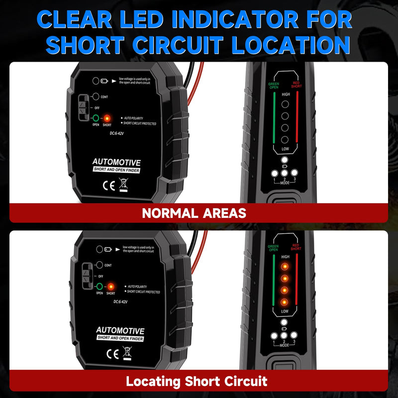 VSTM Wire Tracer Automotive Electrical Open & Short Finder, Circuit Breaker Finder, Circuit Tester, Fault Probe Cable Tracker, DC 6-42V Electrical Circuit Diagnostic Tool Black