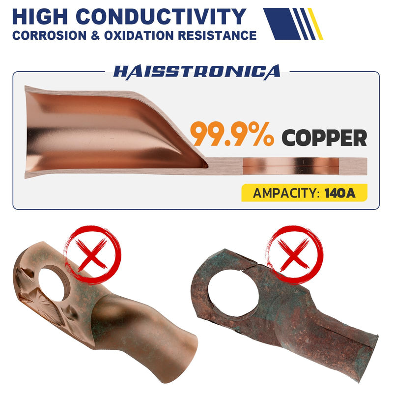 [Australia - AusPower] - haisstronica 10pcs 4 AWG - 5/16" (M8) Tinned Copper Battery Lugs, Heavy Duty Copper Wire Lugs with 10pcs 3:1 Adhesive Heat Shrink Tubing, 4 Gauge Wire Lugs, Tinned Copper Battery Cable Ends 4 AWG- 5/16" (M8) Ring 
