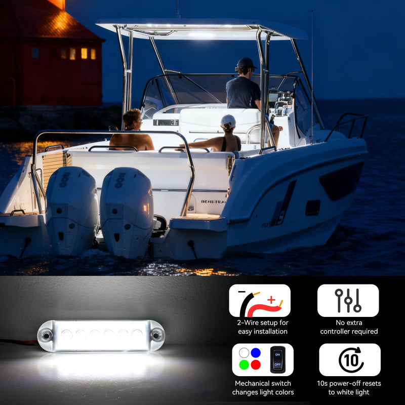 RGBW Boat LED Courtesy Light 12V 4PCS, 4 Inches Marine Courtesy Light Strip, IP67 Waterproof Boat Interior Cabin Lighting for Pontoon Sailboat Bass Yacht Kayak 4 INCH -RGBW Lights Without Switch