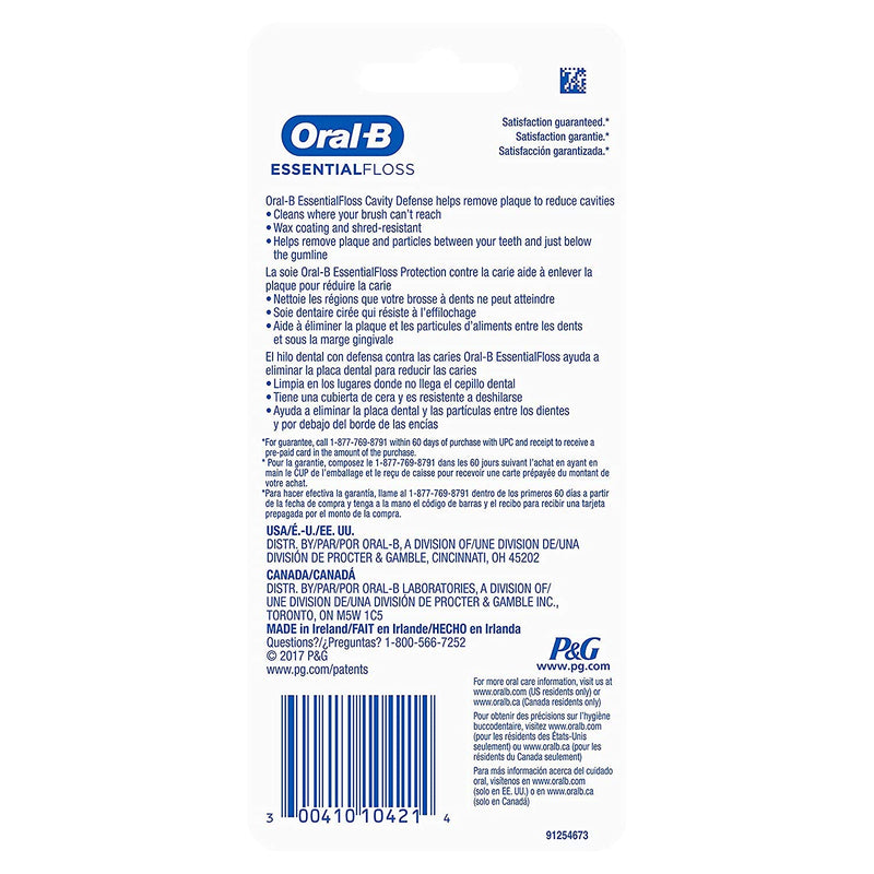 [Australia - AusPower] - Oral-B EssentialFloss Cavity Defense Dental Floss, 50 M, count 2 (Pack of 1) 2 Count (Pack of 1) 