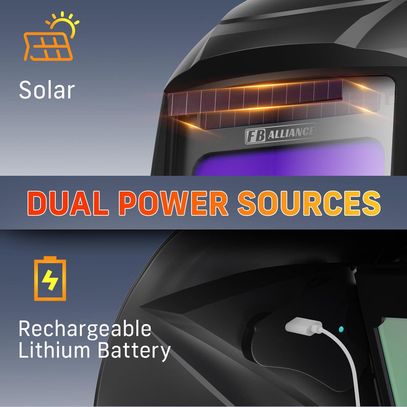 3.94”×3.82” Large Viewing Welding Helmet, True Color Auto Darkening Welding Helmet, Solar/Rechargeable Battery Power Welding Hood With 4 Arc Sensor, Wide Shade 4/5-9/9-13 Welding Mask For TIG MIG ARC POP-Q109