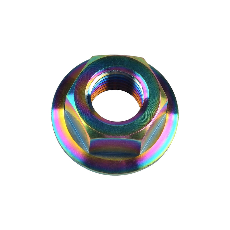 Titanium DIN6923 M5 M6 M8 M10 M12 M14 M16 Hex Flange Nuts Pack of 6 (M10 Pitch 1.25mm, Rainbow) M10 Pitch 1.25mm