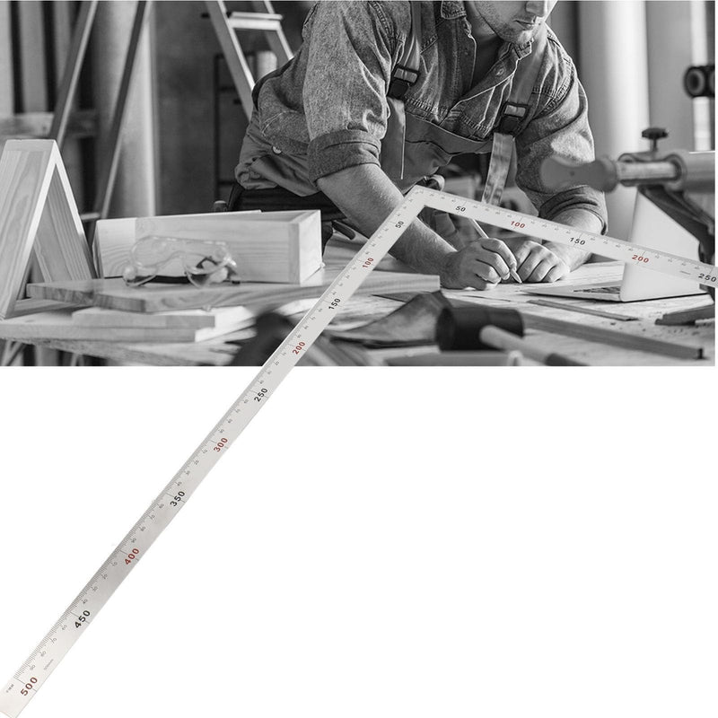 [Australia - AusPower] - 90 Degree Right Angle Finder L Ruler 24 inch Ruler Stainless Steel Easy Read Measurement Layout Template Tool(500mm*250mm) 