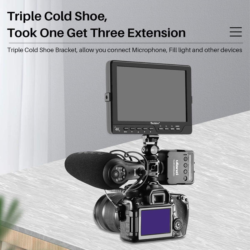 [Australia - AusPower] - ULANZI PT-12 Camera Hot Shoe Extension Bracket with Triple Cold Shoe Mounts for Microphone LED Video Light, 1/4'' Screw for Magic Arm, Aluminum Shoe Mount Compatible with Nikon Canon Sony Cameras 