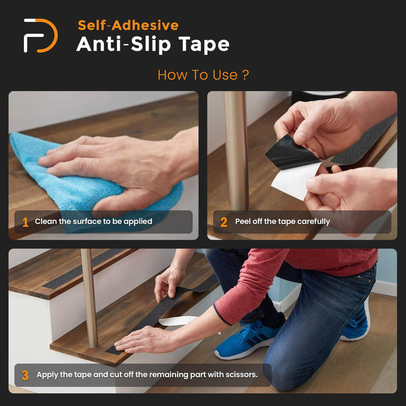 82ft Transparent Anti Slip Tape, Grip Tape for Stairs, Strong Adhesive Waterproof Tape, Yatch, Boat, Bathroom, Ladders, Pool, Carpet, Clear Grip Tape | Based in USA | 1" x 82ft 1" x 82'