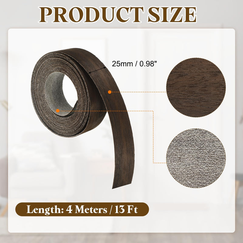 uxcell 1 Inch x 13ft Wood Veneer Edge Banding, Pre-Glued Flexible Eucalyptus Edging Strips, Iron on with Hot Melt Adhesive Wood Tape for Cabinet Repair and Furniture Restoration