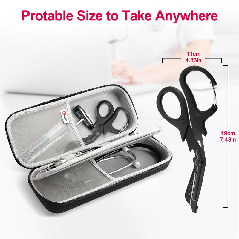 [Australia - AusPower] - 2 Pack Medical Scissors Trauma Shears, 7.5 Inches Stainless Steel Bandage Scissors with Carabiner, Fluoride Coated Surgical Scissors for Nurses, Doctors, Nursing Students, EMT and EMS ?Black) 