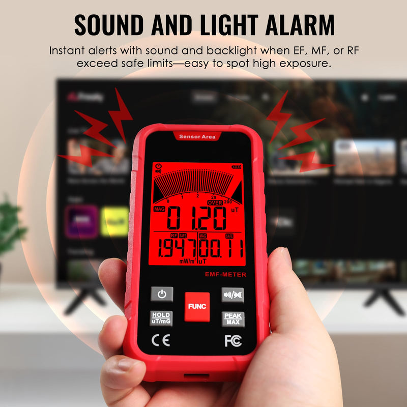 3 in 1 EMF Meter EMF Detector EMF Meter Tester Rechargeable Electromagnetic Field Radiation Detector EF,RF,MF WiFi Signal, 3-Axis EF/RF/MF EMF Meter 3 Color Backlight Alarm Ghost Hunting, Home Safety Standard 3-in-1 EMF Meter