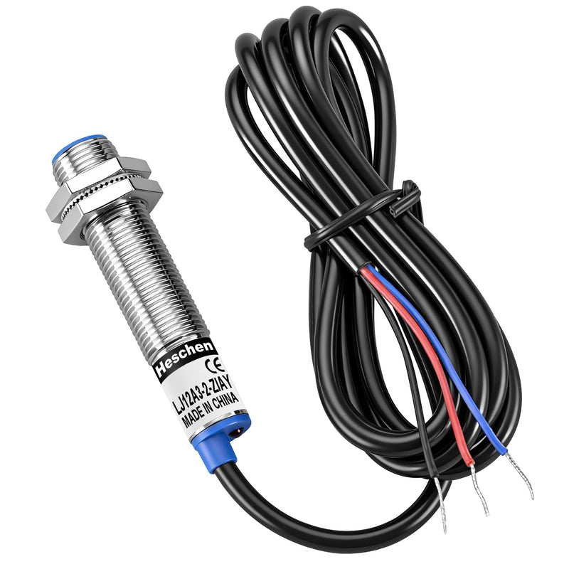 Heschen M12 Inductive Proximity Sensor Switch Shield Type LJ12A3-2-Z/AY Detector 2mm 10-30VDC 200mA 3 Wire (PNP NC) PNP NC