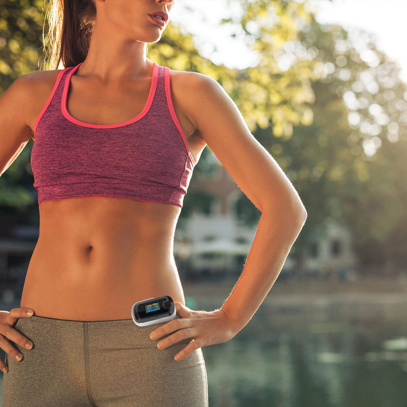 [Australia - AusPower] - mibest OLED Finger Pulse Oximeter, O2 Meter, Dual Color White/Black 