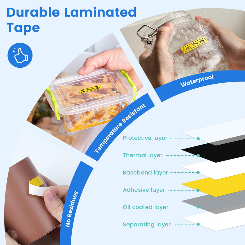 [Australia - AusPower] - Classic Color BZ Tapes for D210S H1100 E1000 Label Maker, 12mm 0.47 Laminated CHIP Label Tapes Refills, Black(3B35Z) Red(3B41Z) Blue(3B51Z) Yellow(3B61Z) Green(3B71Z), 5-Packs Classic Color 12mm x 8m (0.47" x 26.24ft.) 