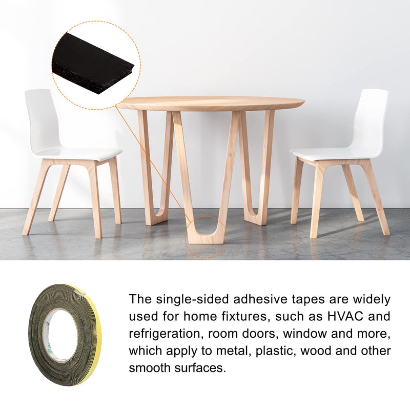 Single-Sided Foam Tape Self Adhesive, [for Home Fixtures, Daily Use] - 10mm x 1mm / 10m / Black, Yellow / 1Pcs 10mm x 1mm/ 10m 1