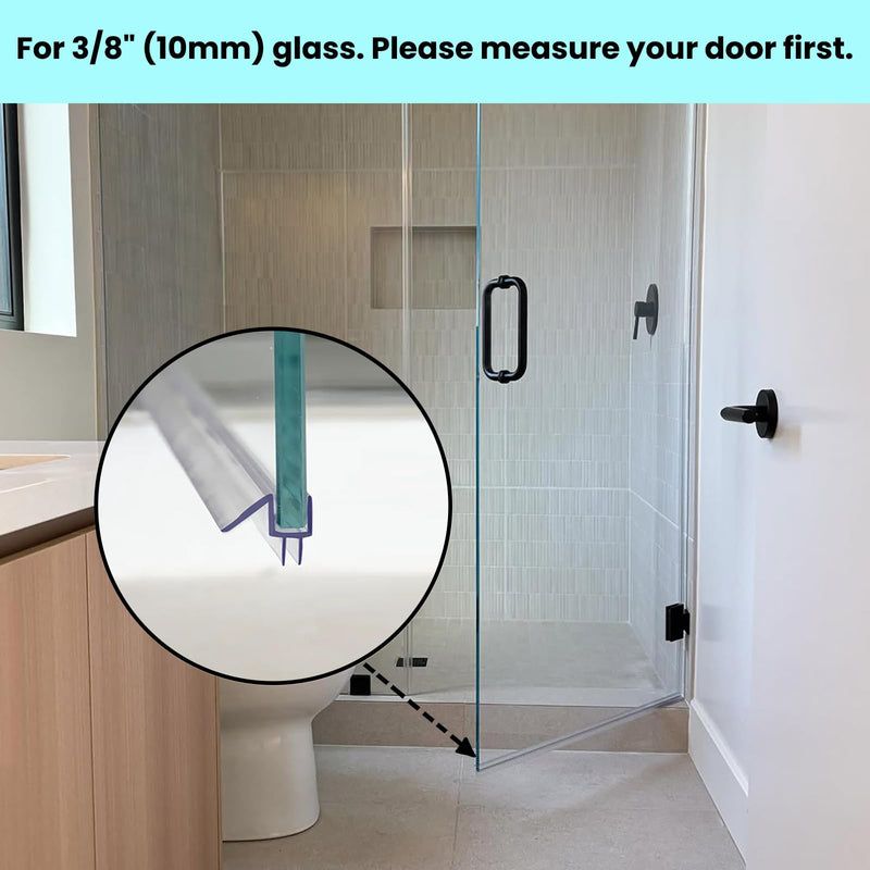 36" Shower Door Bottom Seal Strip for 3/8" (10mm) Glass – Ultra Clear Polycarbonate Shower Door Sweep, One Pack 36 inch long
