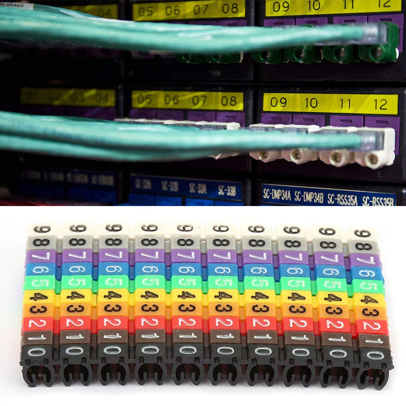 Wire Number Labels, Clip on Wire Markers, Colorful Cable Numbering Marker for Data Center Cable Management, Studio Patch Bays(100PCS KCM-2.5MM) 100PCS KCM-2.5MM