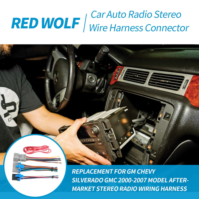 [Australia - AusPower] - RED WOLF Radio Wring Harness Male Female Plug Fit for 2003-2007 GMC Chevy Silverado, 2005-2009 Buick Lacrosse Install Aftermarket Stereo Wire Cable Adapter Adaptor Plug Kit Male & female plug 