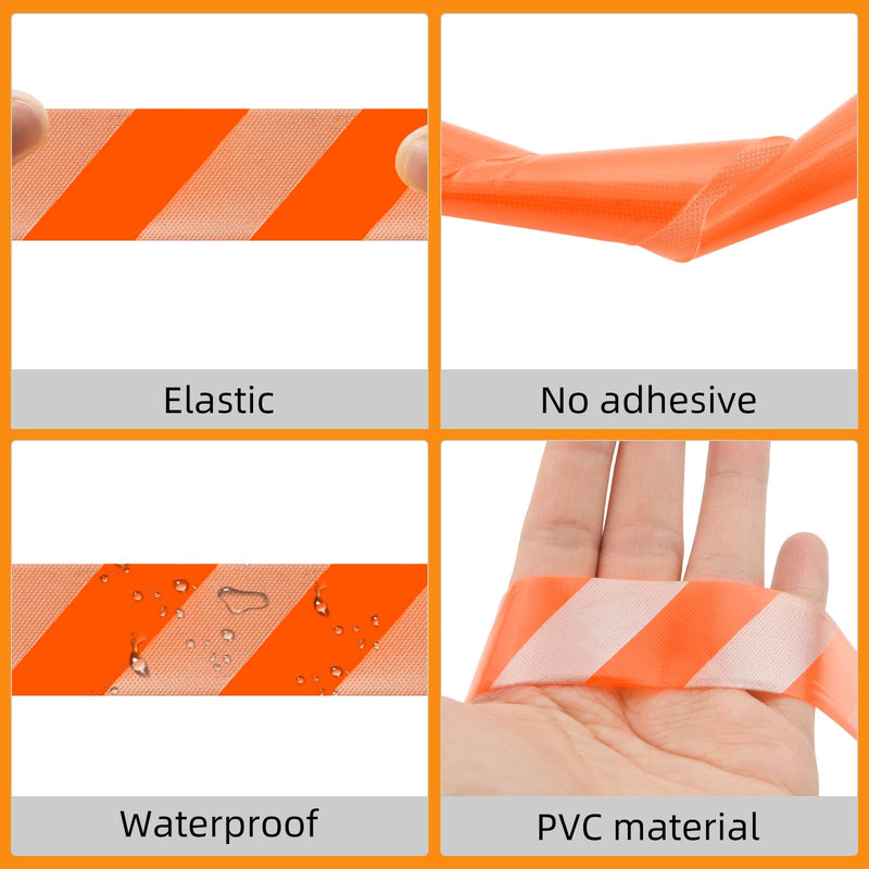 Notoke 2 Rolls Flagging Tape with Orange Silver Stripes, 1 inch x 300ft Non Adhesive PVC Marking Ribbon Surveyors Tape for Hunting Trail Boundaries Hazardous Areas Marking Halloween Party Decors