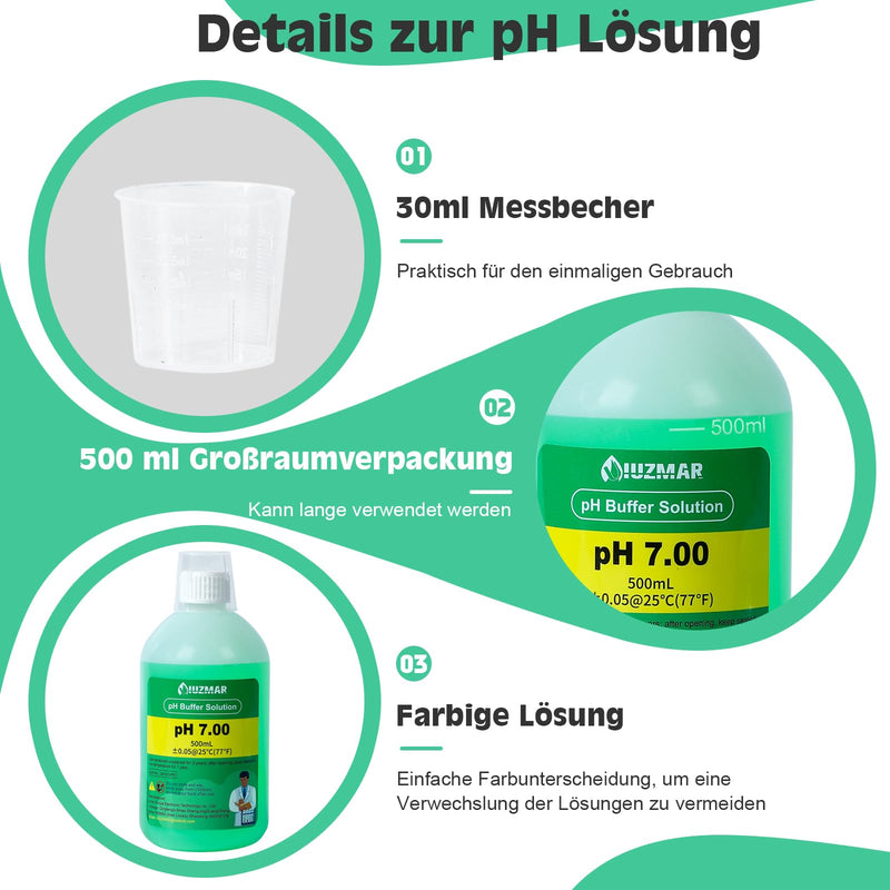 [Australia - AusPower] - UIUZMAR pH 7.00 Calibration Solution, pH Buffer Solution 500 ml for Precise Calibration of pH Meter, pH Tester Calibration Liquid 