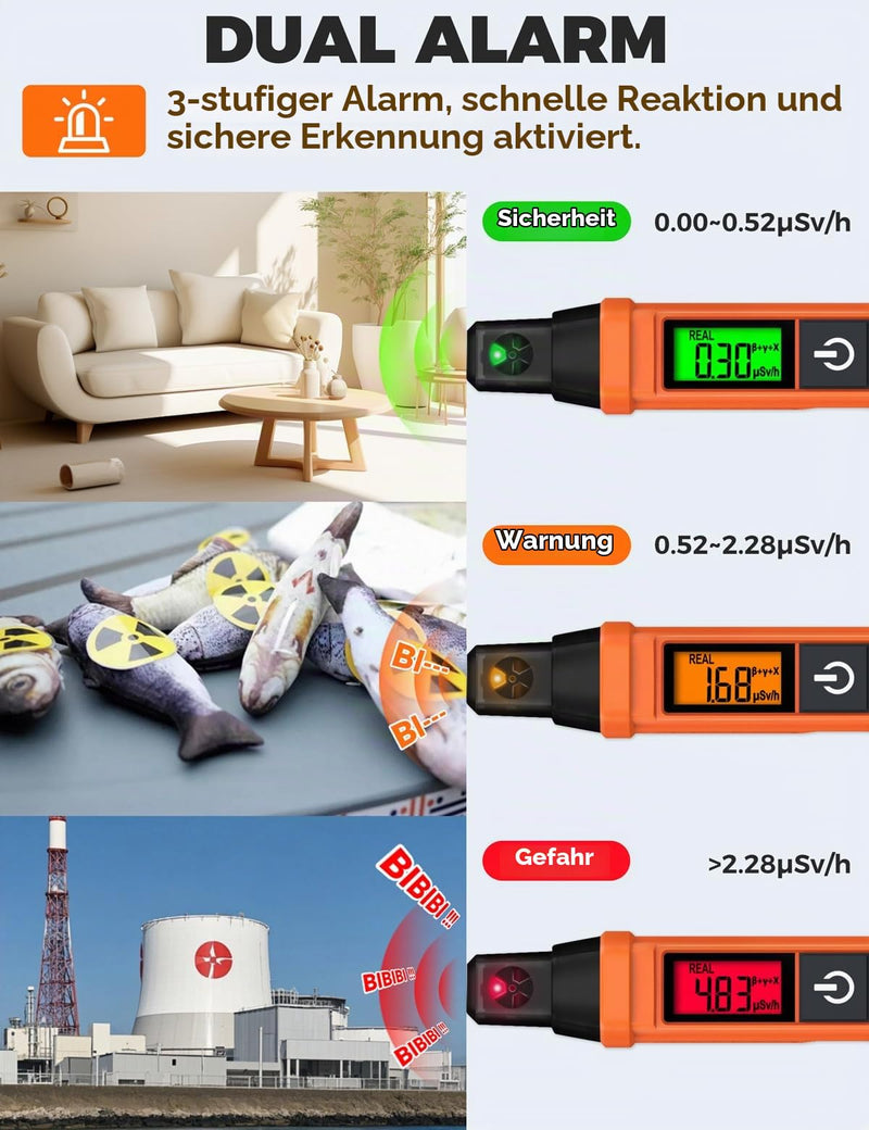 ND01 Geiger Counter Radioactivity Portable β/γ/X | POROMETISTO Radiation dosimeter, illuminated LCD: real-time, average, cumulative – for home & on the go