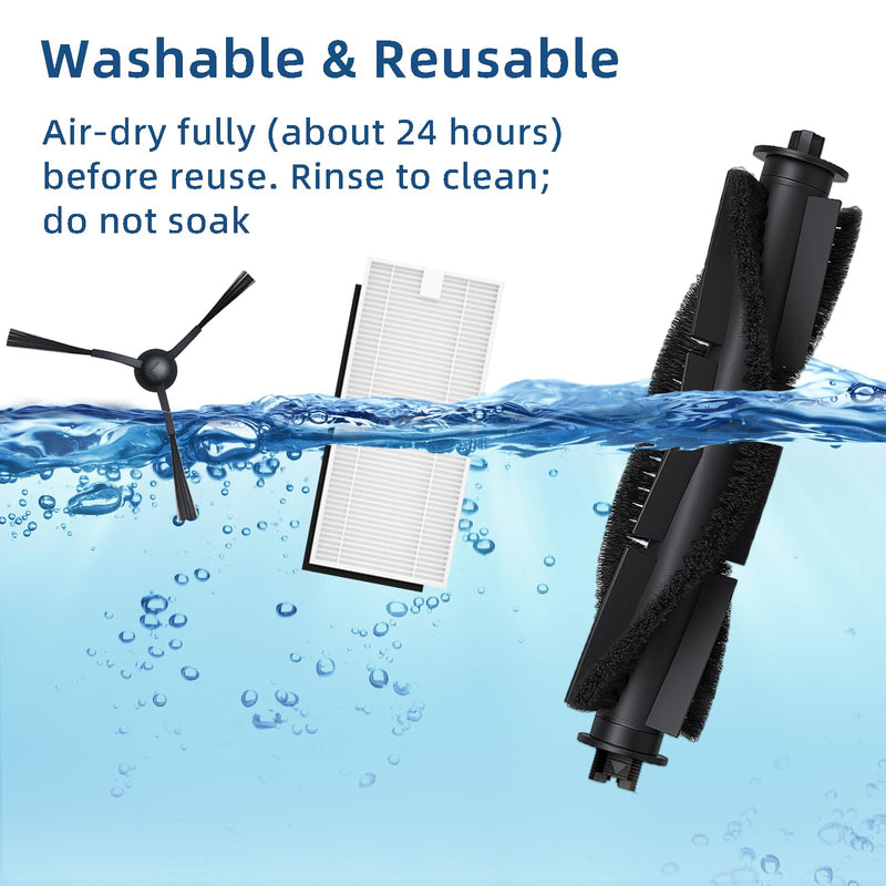 SmartClean V2 Replacement Parts Kit, Compatible with Ionvac SmartClean V2 Robovac Robot Vacuum Accessories, 2 Main Roller Brush, 6 Side Brush, 6 Hepa Filter