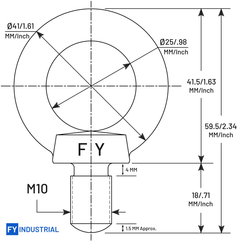 Stainless Steel Machinery Shoulder Lifting Eye Bolt (M10, 10 Items) M10 Silver