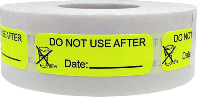 Fluorescent Yellow with Black Do Not Use After Medical Healthcare Stickers – 0.5 x 1.5 Inch Adhesive Labels, 500 Total Stickers Per Roll for Hospitals, Labs, and Medical Inventory – Made in the USA 0.5 x 1.5" Rectangle