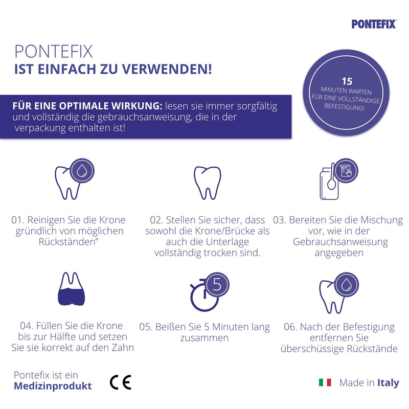 Dental Tooth Cement - Attaches Bridges, Tooth Capsules and Pin Teeth