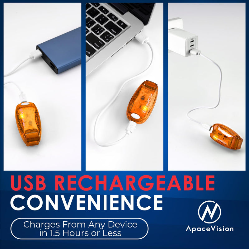 EverLightFX USB Rechargeable LED Safety Light (2 Pack) by Apace - Super Bright Bike Tail Light Works Brilliantly as Running Light for Joggers, Pets, Bicycle Strobe or Rear Clip On Lights Orange