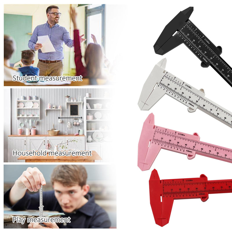 [Australia - AusPower] - Set of 4 Digital Callipers, 150 mm Precision Calliper, Digital 0.01 mm, Plastic Caliper, Analogue Accuracy Thrust Gauge, Small for Household, Office, Students, Buttons, Jewellery Measurement 