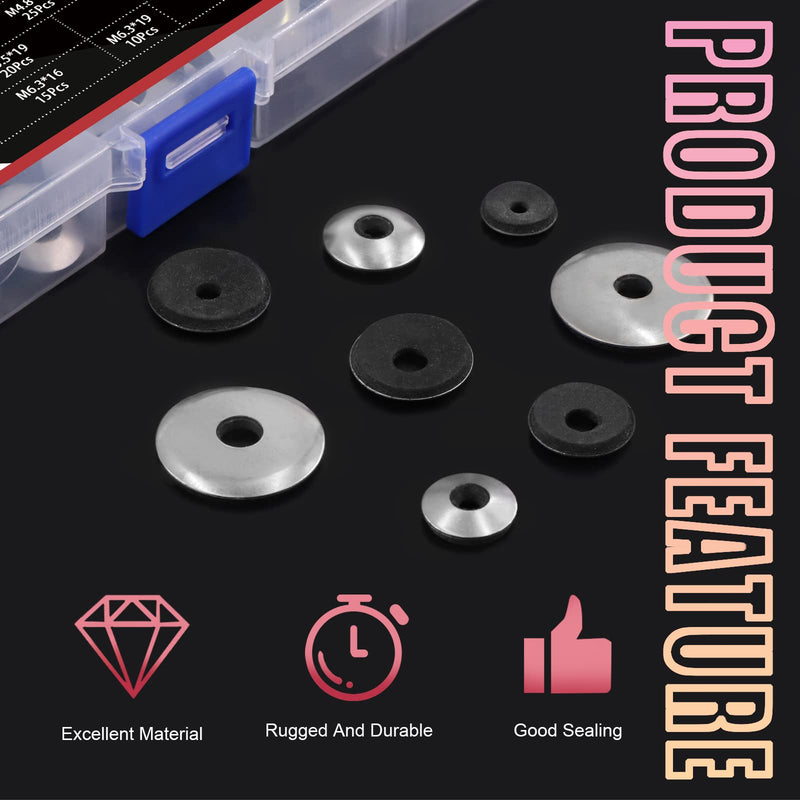 [Australia - AusPower] - Hilitchi 140Pcs 8Sizes Stainless Steel Neoprene EPDM Bonded Sealing Gasket Washers, Cushioning Washers Assortment Kit A Kit --140pcs 