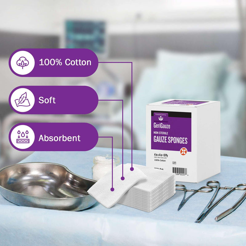 [Australia - AusPower] - 4x4 Gauze Pads 100% Cotton - 200 Non Sterile Gauze Pads for Medical Facilities, Wound Care, and First Aid - Woven 8 Ply 200 Count 