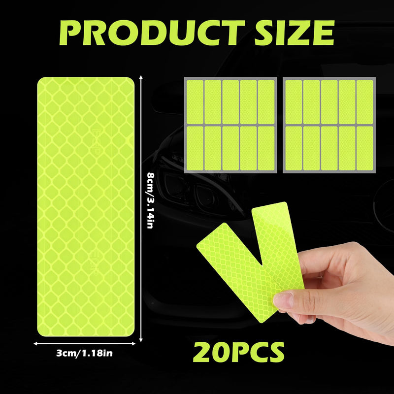 20 Pack Reflective Safety Tape Stickers Diamond Grade High Visibility Reflectors, Waterproof Reflective Stickers for Helmet, Bike Reflectors for Night Riding, Car, Mailbox, Trailer, Outdoor Use