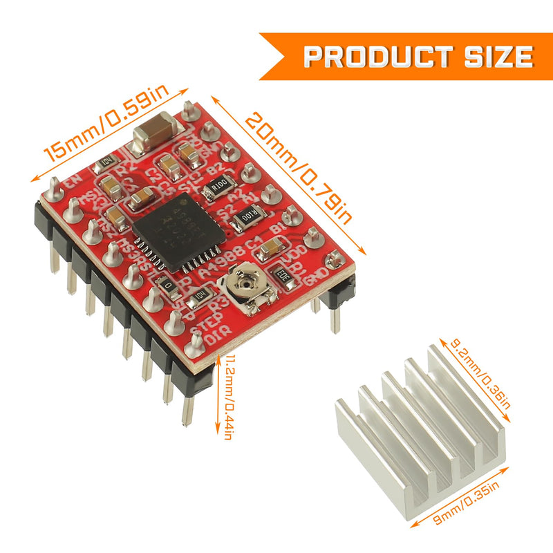 [Australia - AusPower] - A4988 Stepstick Motor Driver Module with Heat Sink for Arduino 3D Printer CNC Machine or Robotics(5Pcs) 