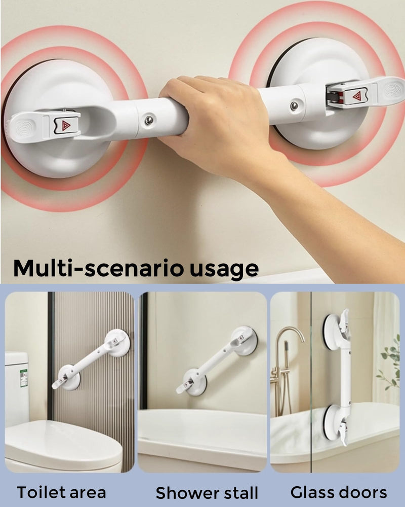 Heavy Duty Grab Bars for Bathtubs and Showers, 300-pound Weight Capacity, 17in Suction Shower Grab Bars for Seniors, No Drilling Waterproof(White) White