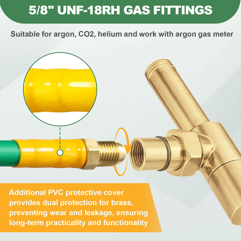 [Australia - AusPower] - 8.2FT Argon Gas Hose, Inert Gas Welding Hoses for MIG/TIG Welding Regulator, Argon CO2 Gas Regulator Adapter Hose for MIG/TIG Welder Flowmeter 1/4", 5/8" UNF-18RH Argon Gas Fitting for MIG, TIG, Etc 8.2FT 