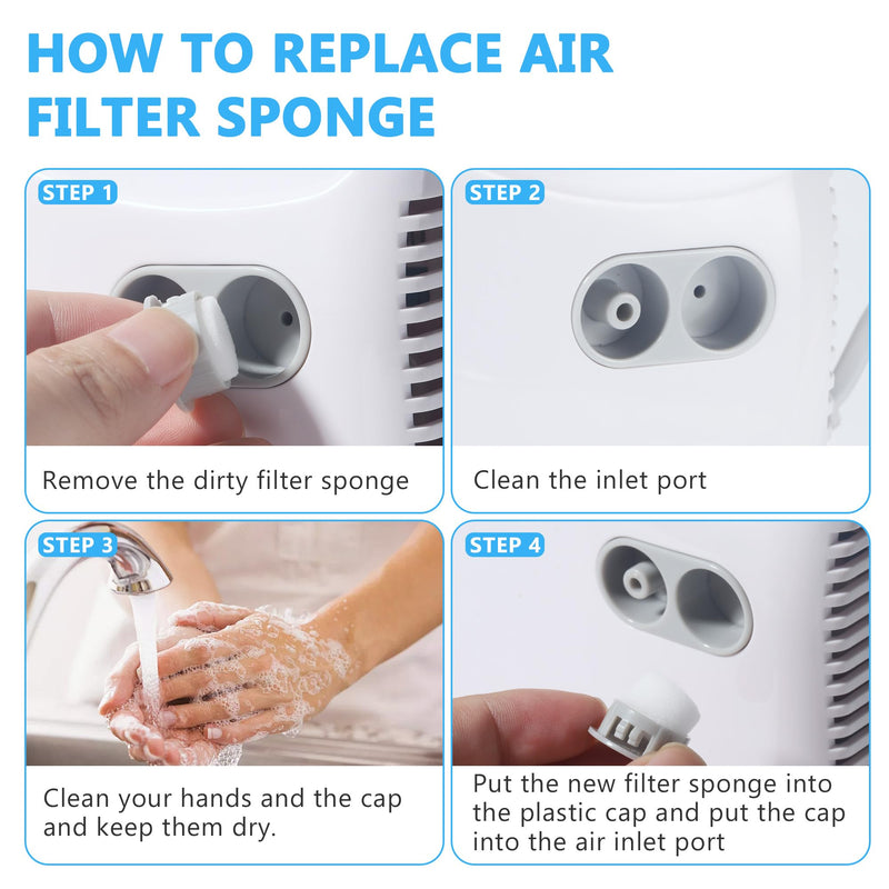 [Australia - AusPower] - 48 Pcs Nebulizer Filters Replacement Air Filter Sponge for Compressor System （Round White） 