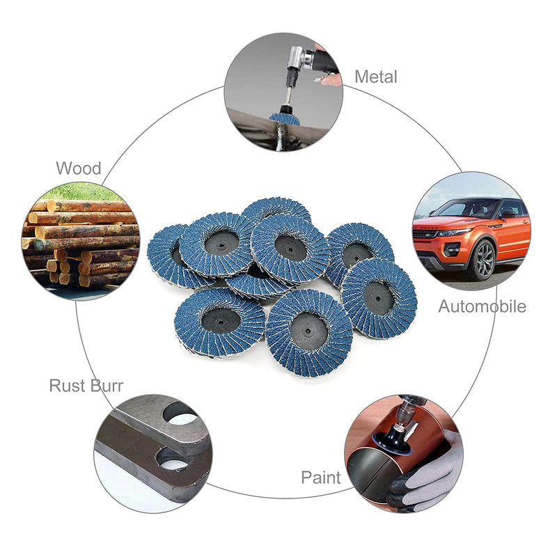 [Australia - AusPower] - 24 Pcs 2 inch Roll Lock Flap Discs with 1/4" Holder Die Grinder Accessories T27 Zirconia Flat 36 Grit Grinding Wheels for Surface Prep(36 Grit) Flap 25Pack 36Grit 