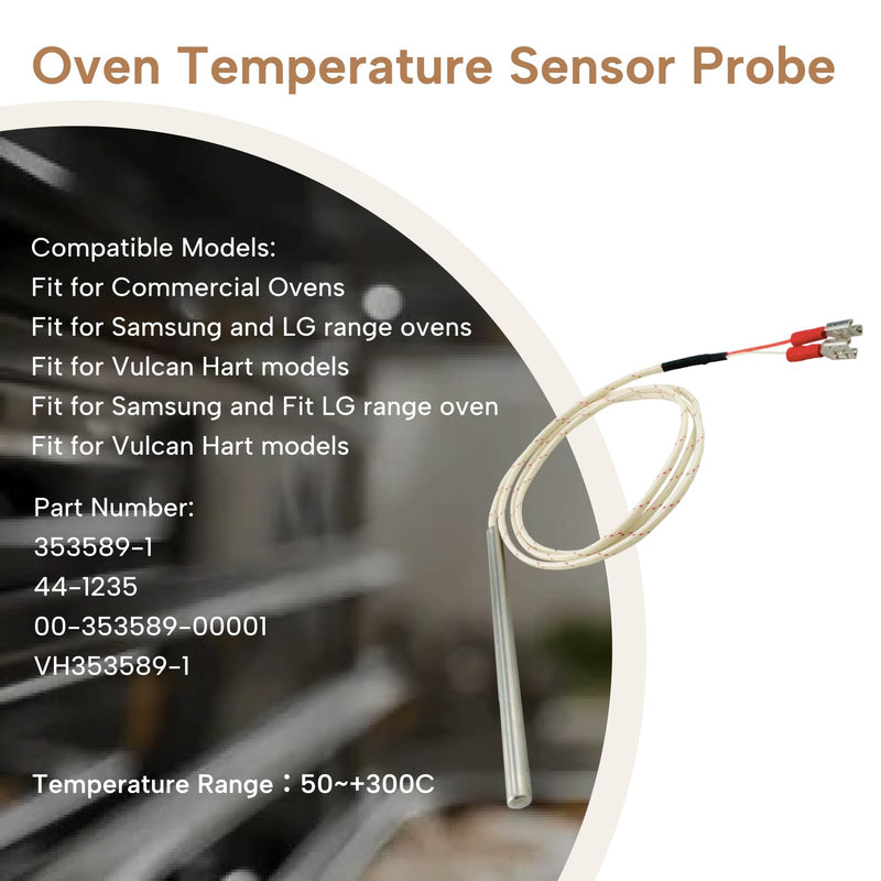 [Australia - AusPower] - 353589-1 Oven Temperature Sensor Probe Replacement for Commercial Electric Ovens Fit for Vulcan Hart Ranges Models Temp Sensor Part Replace 44-1235 00-353589-00001 VH353589-1 