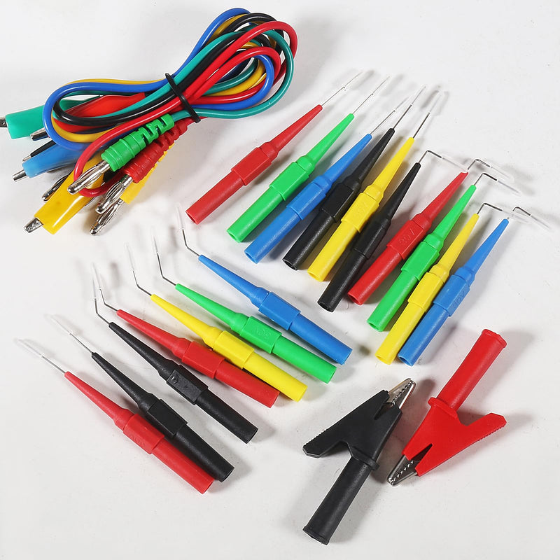 [Australia - AusPower] - 24pcs Back Probe Kit, Banana Plug to Copper Alligator Clips Automotive Test Leads Set, Back Probe Pins Extended Length Probes for Multimeter, Circuit Diagnosis & Automotive Testing 