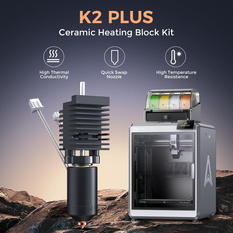 Creality Official K2 Plus Hotend Kit, Ceramic Heating Block Kit Quick-swap Nozzle High Flow Printing Hotend Kit 350°C High Temperature Resistance 600mm/s High-Speed for K2 Plus 3D Printers