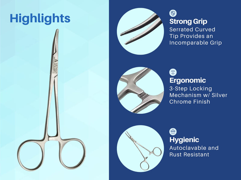 [Australia - AusPower] - Artery Forceps Curved 5 inches Mosquito Orthodontic Dental Surgical hemostat Precision Kelly Forceps Clamps by Wise LINKERS 