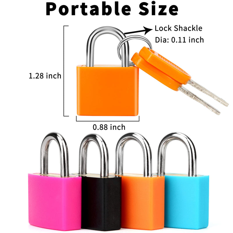[Australia - AusPower] - 4 Pcs Suitcase Locks with Keys Multicolor Mini Keyed Padlock Febwind Metal Padlock Luggage Padlocks Plastic-Covered Copper Keyed Padlock for Suitcase, Backpack, Boxes, Laptop Bag 4 Colors A 