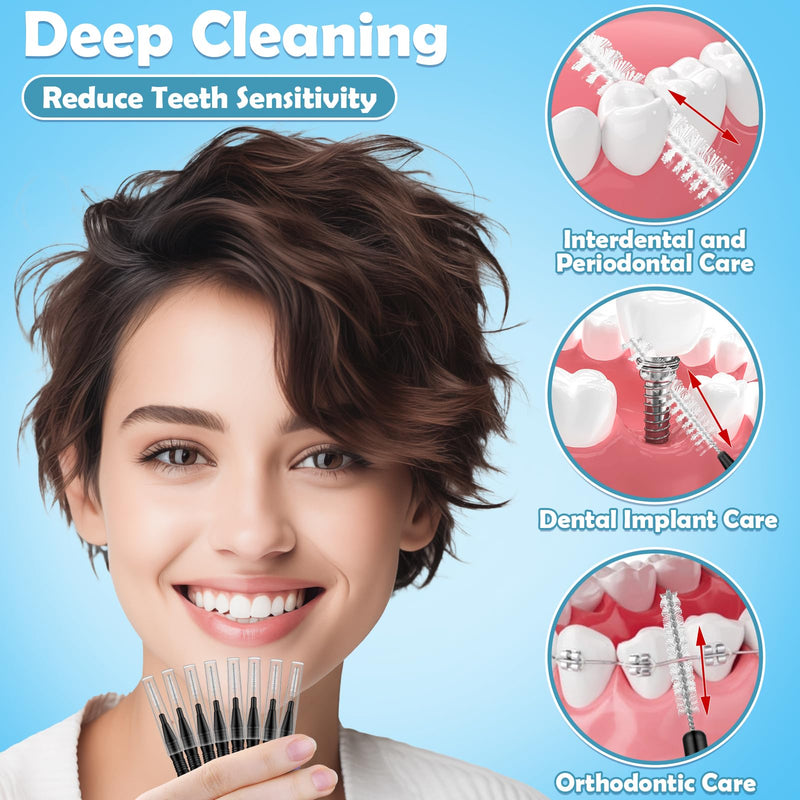 [Australia - AusPower] - 120 Pieces Braces Flossers for Cleaner Interdental Brushes Between Teeth, Toothpick Dental Tooth Flossing with Soft Bristles 360° Bendable Oral Dental Hygiene Flosser Cleaning Tool Black 
