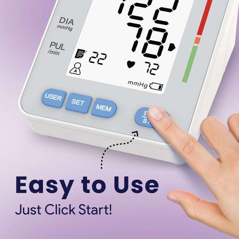 [Australia - AusPower] - Blood Pressure Monitor for Home Use with Large Upper Arm Cuff - Automatic Talking Pulse and BP Machine with 240 Memory Recalls for 3 Users - Carrying Bag and Batteries Included, Backlit Digital LCD 